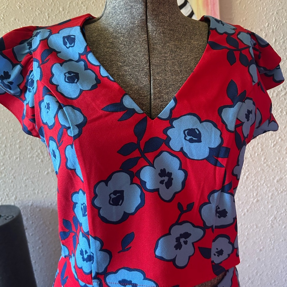 Sugarlips Red and Blue Floral top